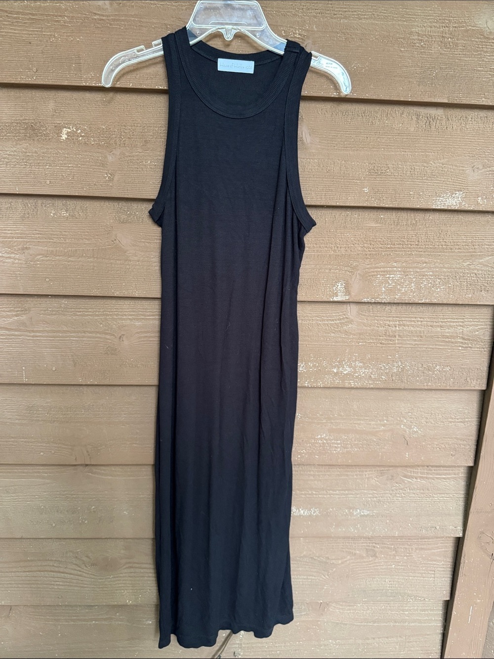 House of Harlow 1960 Black Ribbed Maxi Tank Dress size Large
